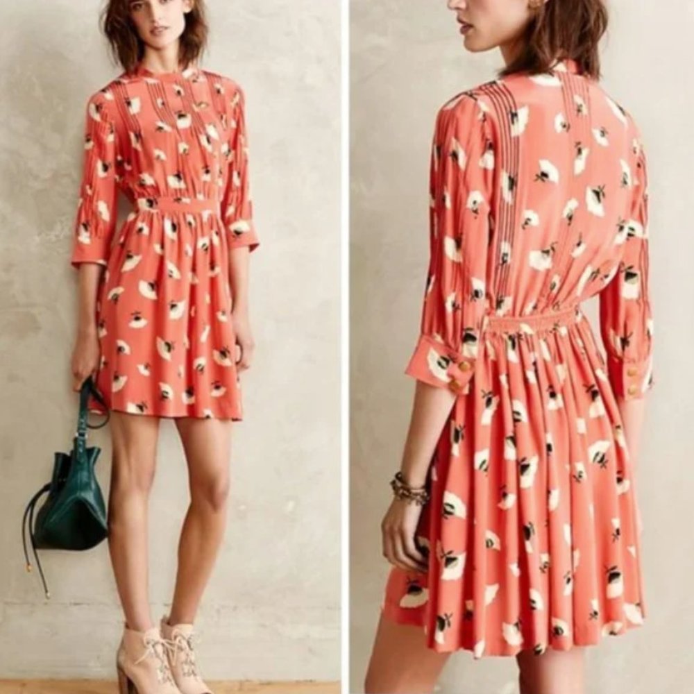 Coral "Poppy Field" Dress by Lauren Moffatt for Anthropologie